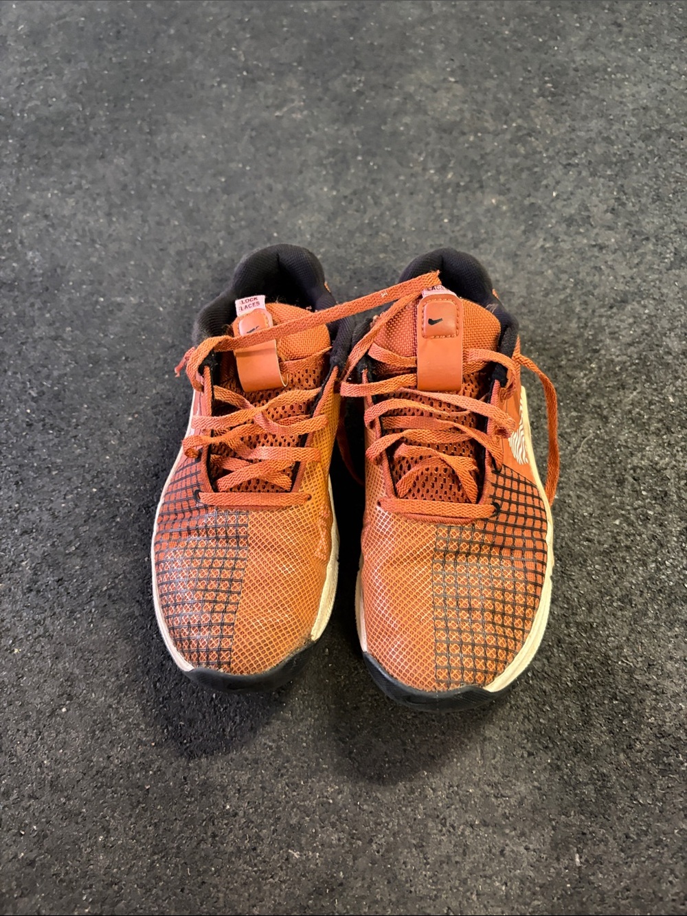 Nike Women's Orange and Black Mesh Running Sneakers metcon